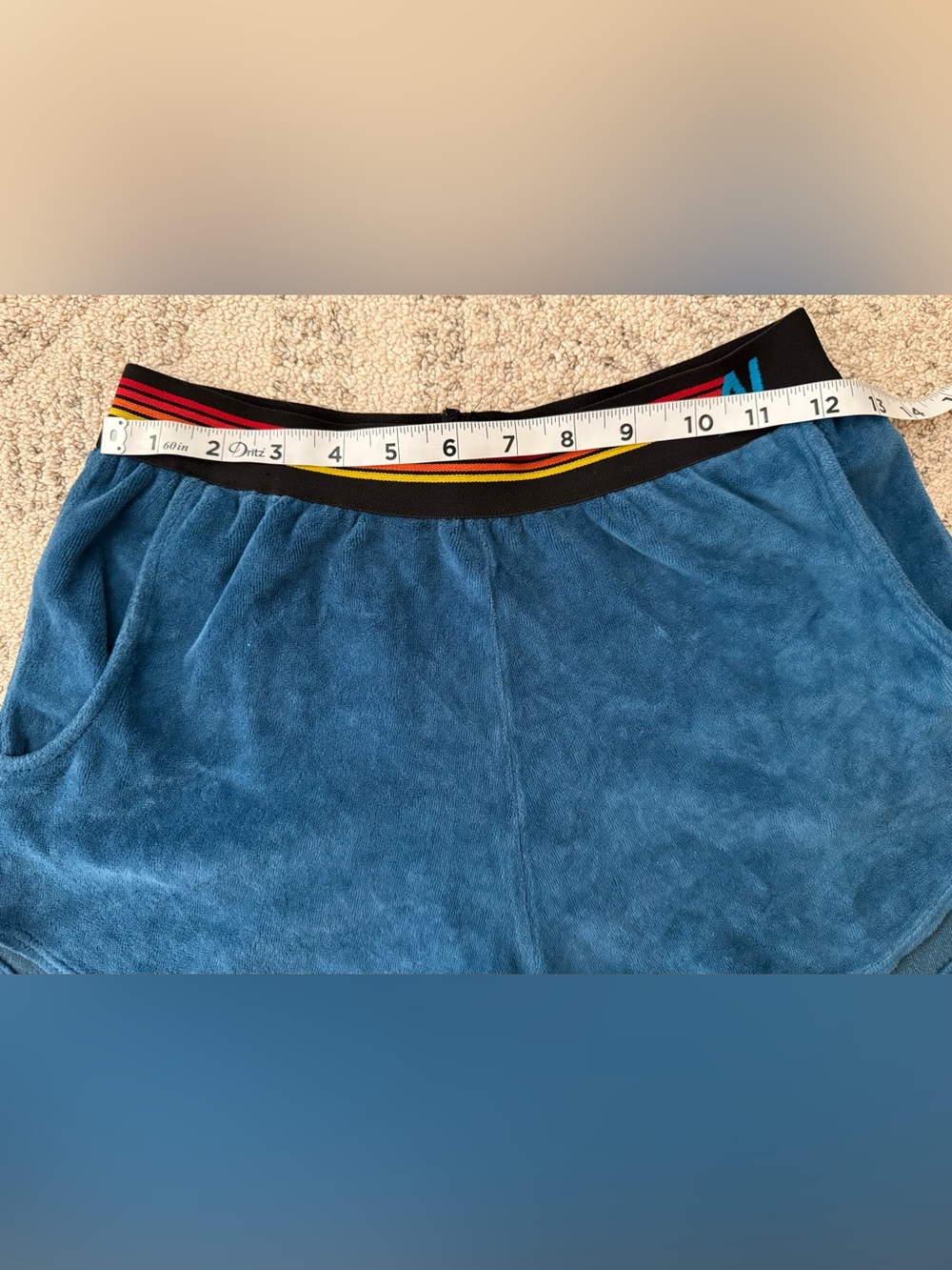 Aviator Nation Logo Stripe Women’s Velour Lounger Shorts Sz Small in Caribbean - Picture 8 of 9